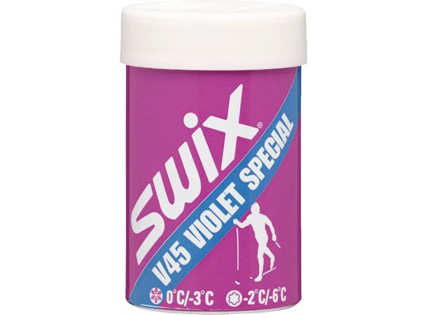 Swix V45 Violet Spec. Hardwax 0/-3C, 45g Tørrvoks for mildere forhold 